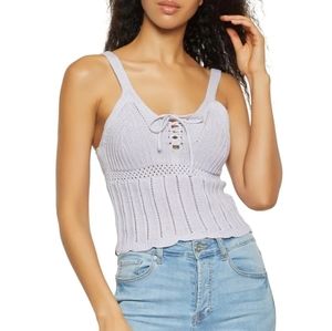 SOLD Almost famous purple crochet tank top